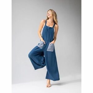 NATURAL LIFE Blue Jumpsuit with Gray Pockets